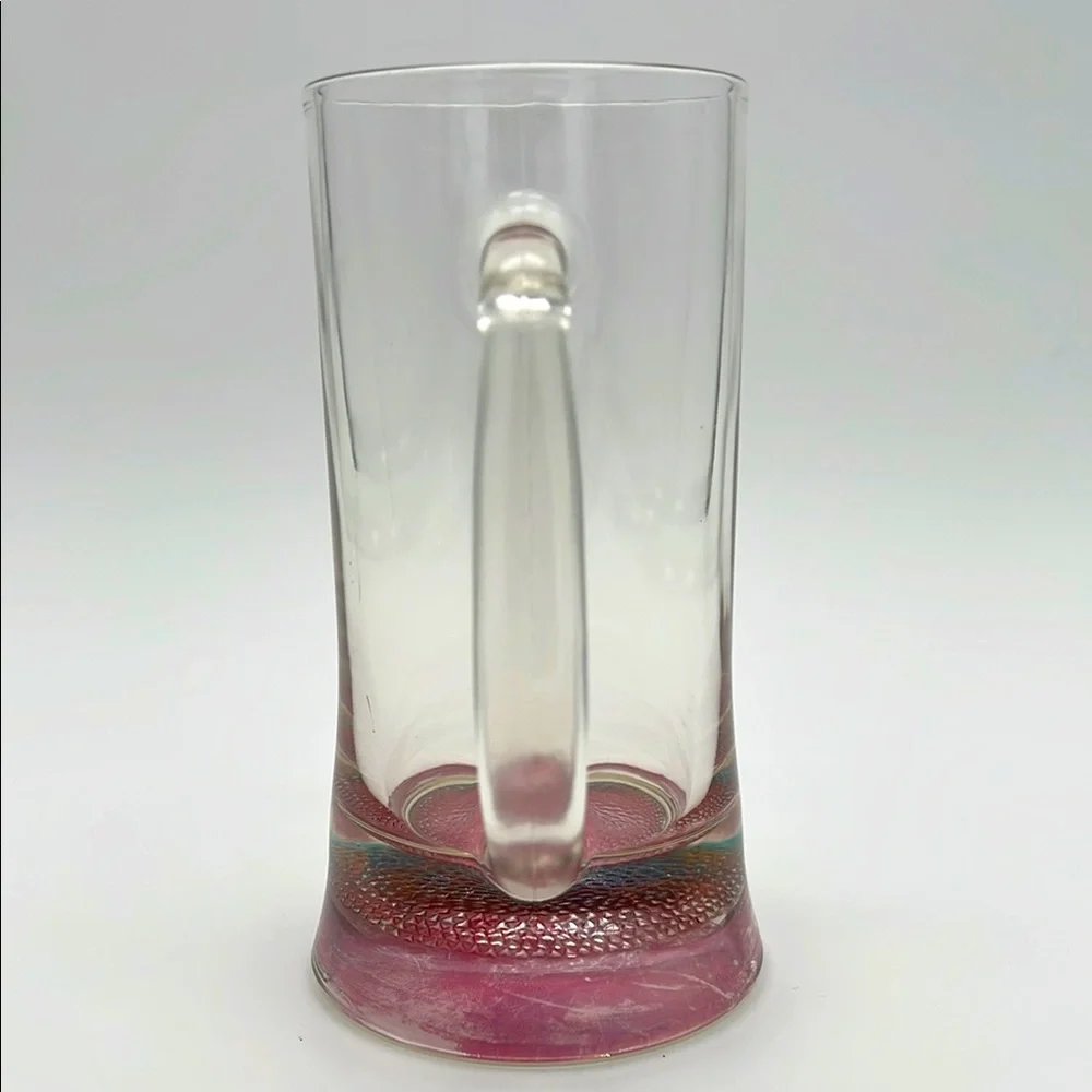 Vintage Clear Glass Pink Bottom 6 1/2
